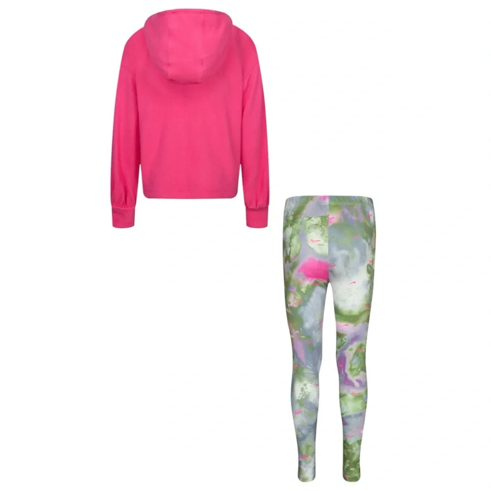 NEW Nike Pullover Hoodie & Pink Green Leggings Set, Toddler size 2T